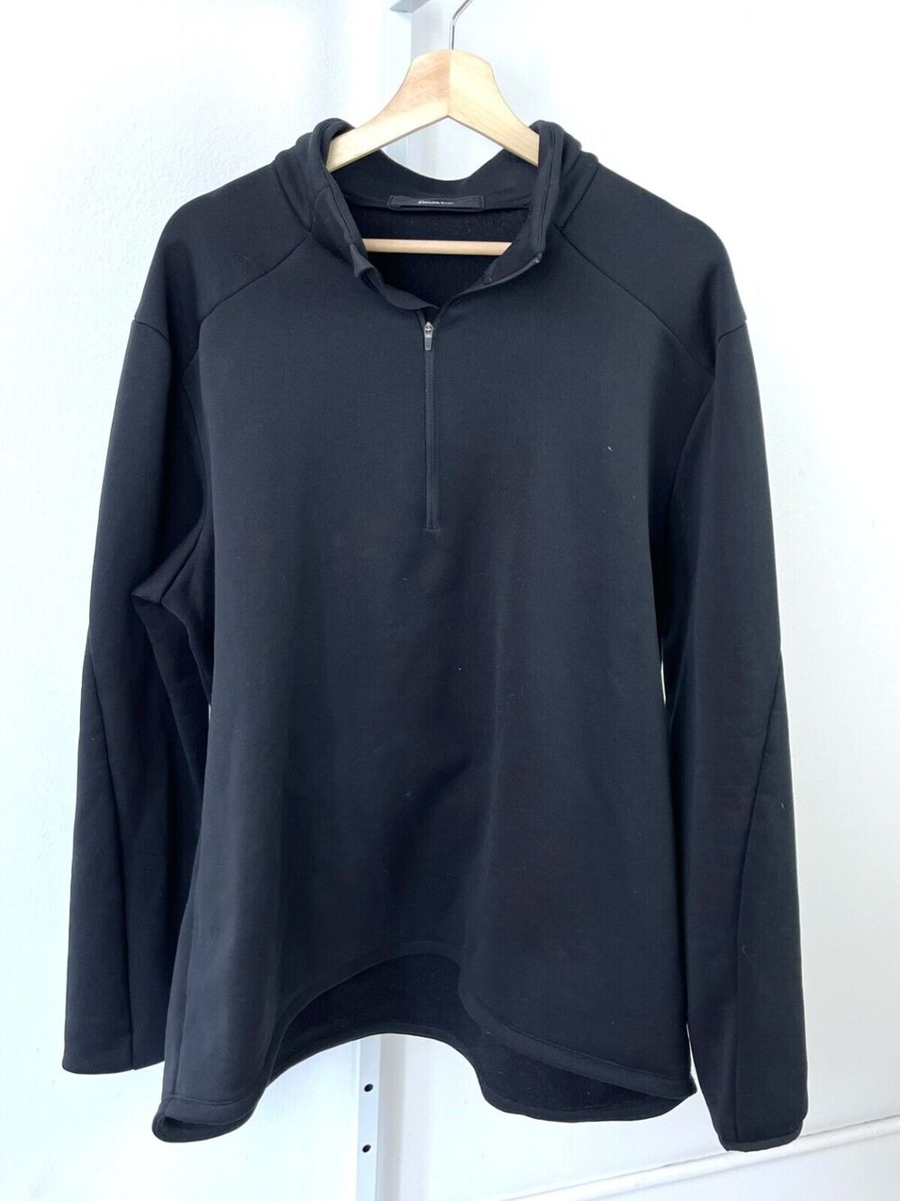 PASKHO Mens Size XXL 2XL 1/4 Zip Mock Neck Pullover Fleece Jacket Black